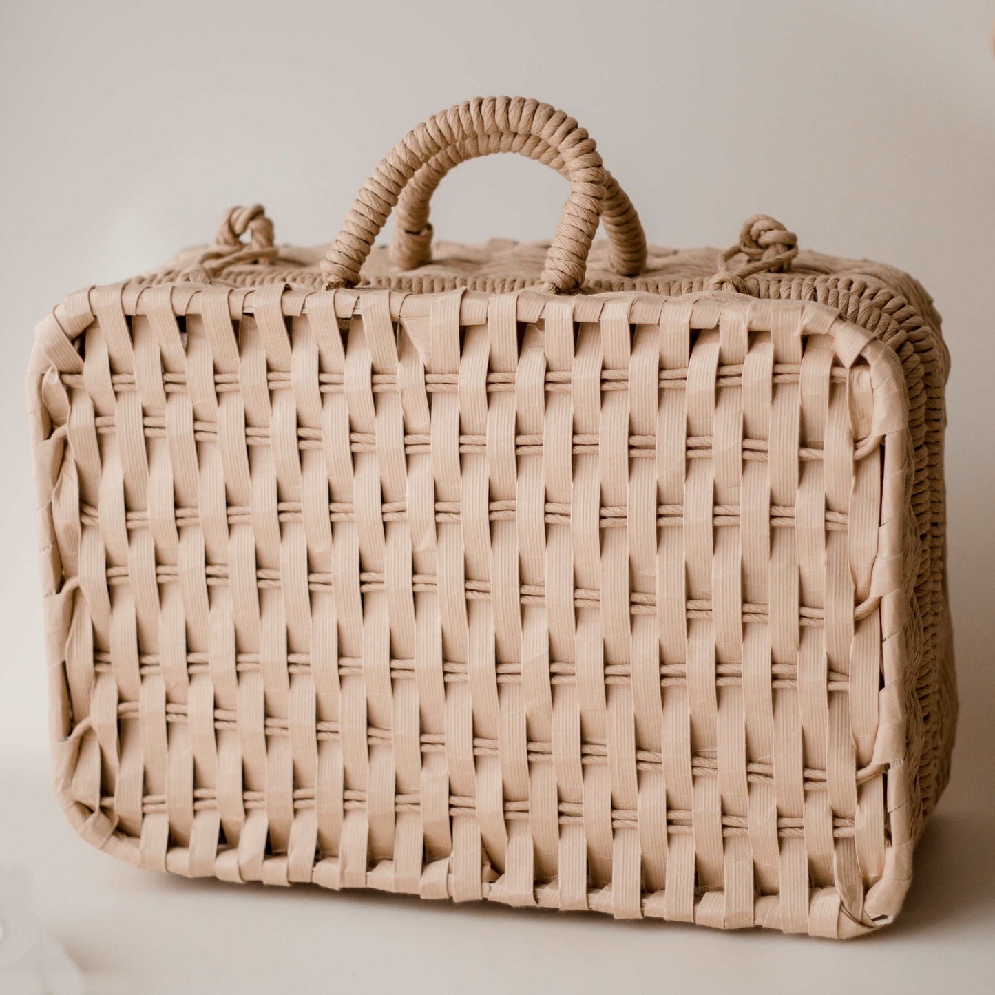 Jute Toy Storage Suitcase