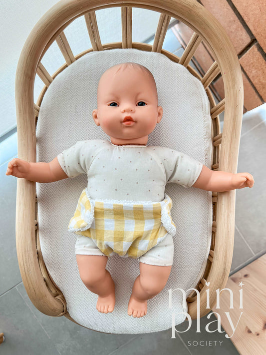 Doll Nappy in Lemon Yellow Gingham