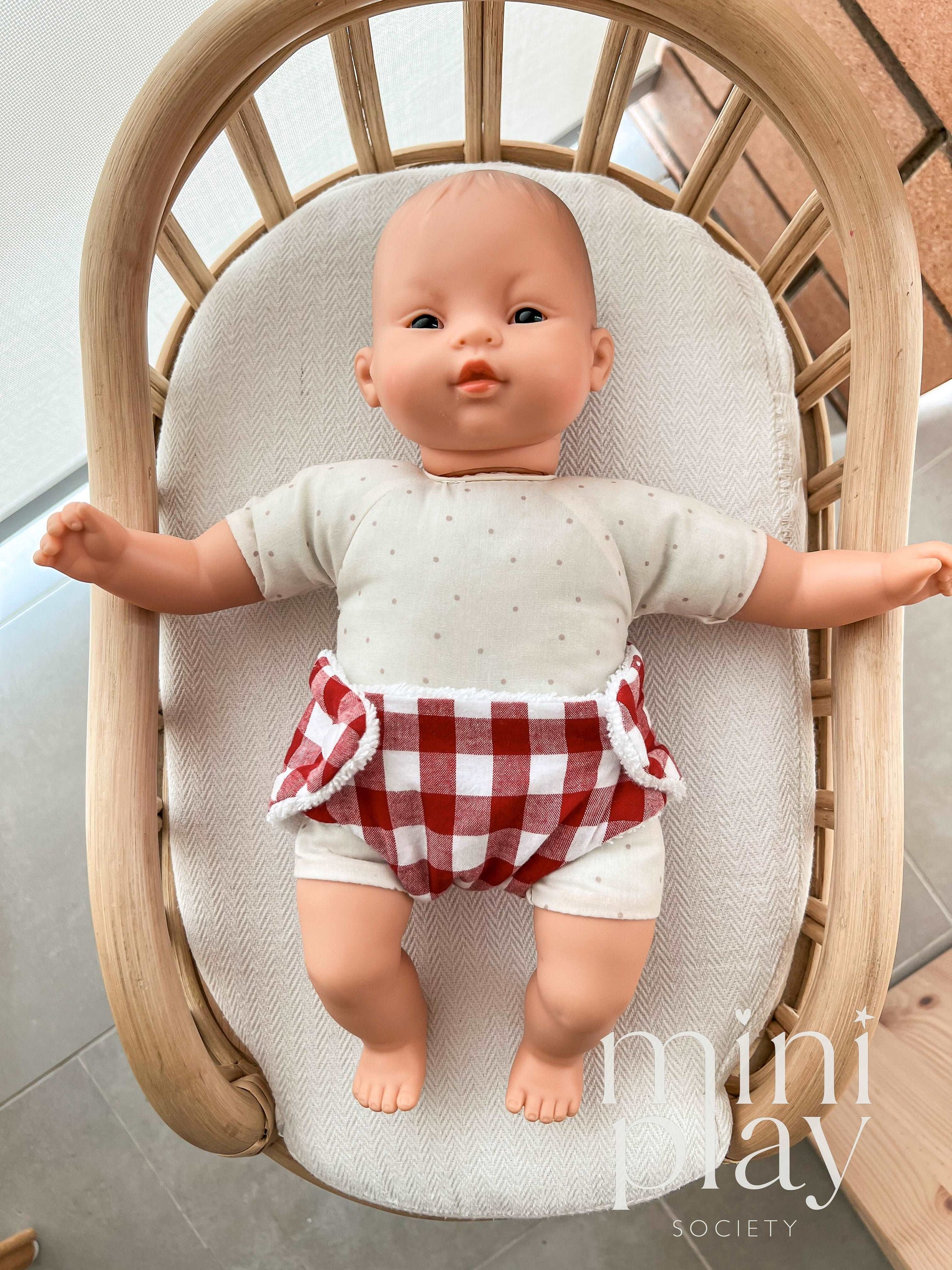 Doll Nappy in Red Gingham