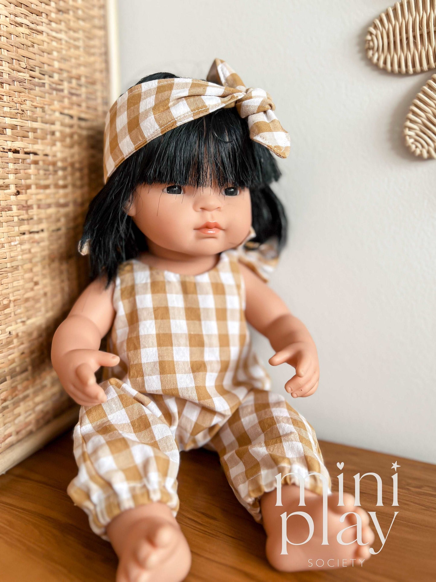 Gingham Cotton Doll Tie Headband