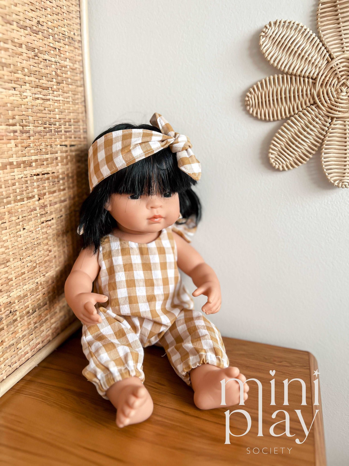 Arlo Doll Romper in Gingham