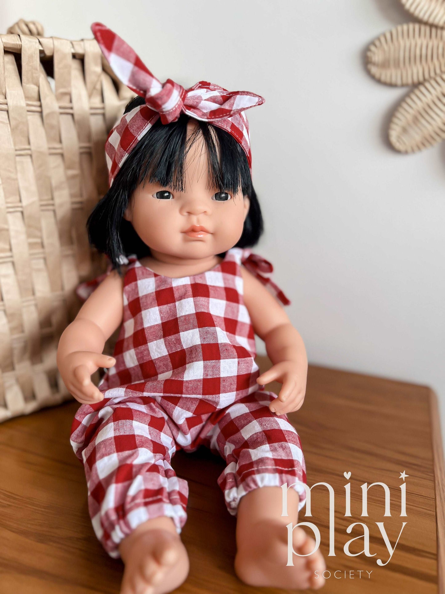 Gingham Cotton Doll Tie Headband