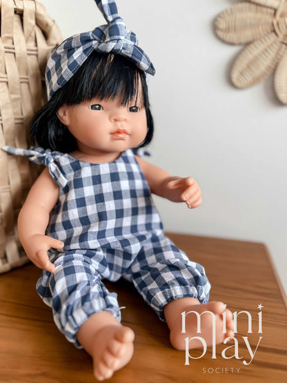 Gingham Cotton Doll Tie Headband