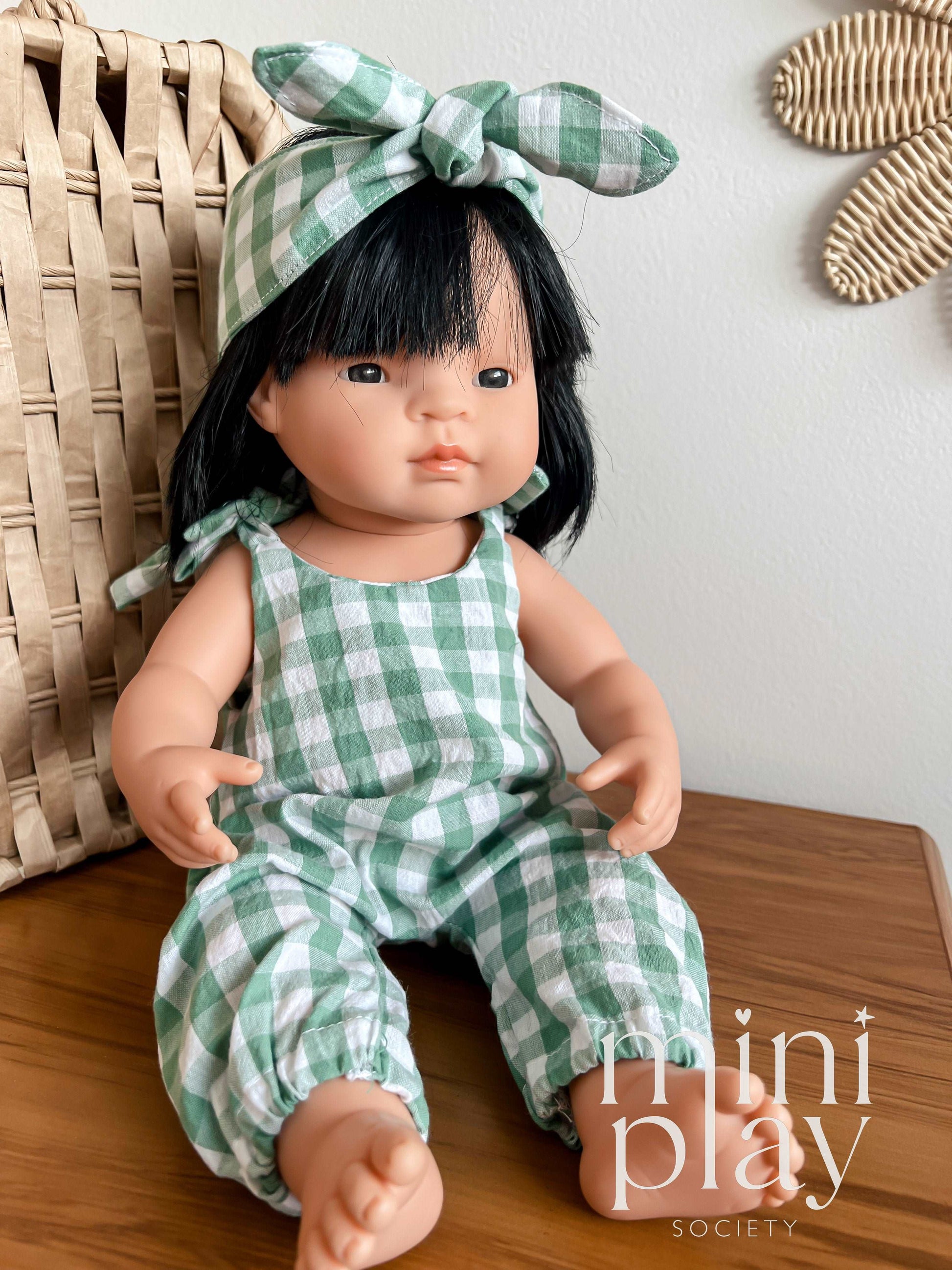 Gingham Cotton Doll Tie Headband