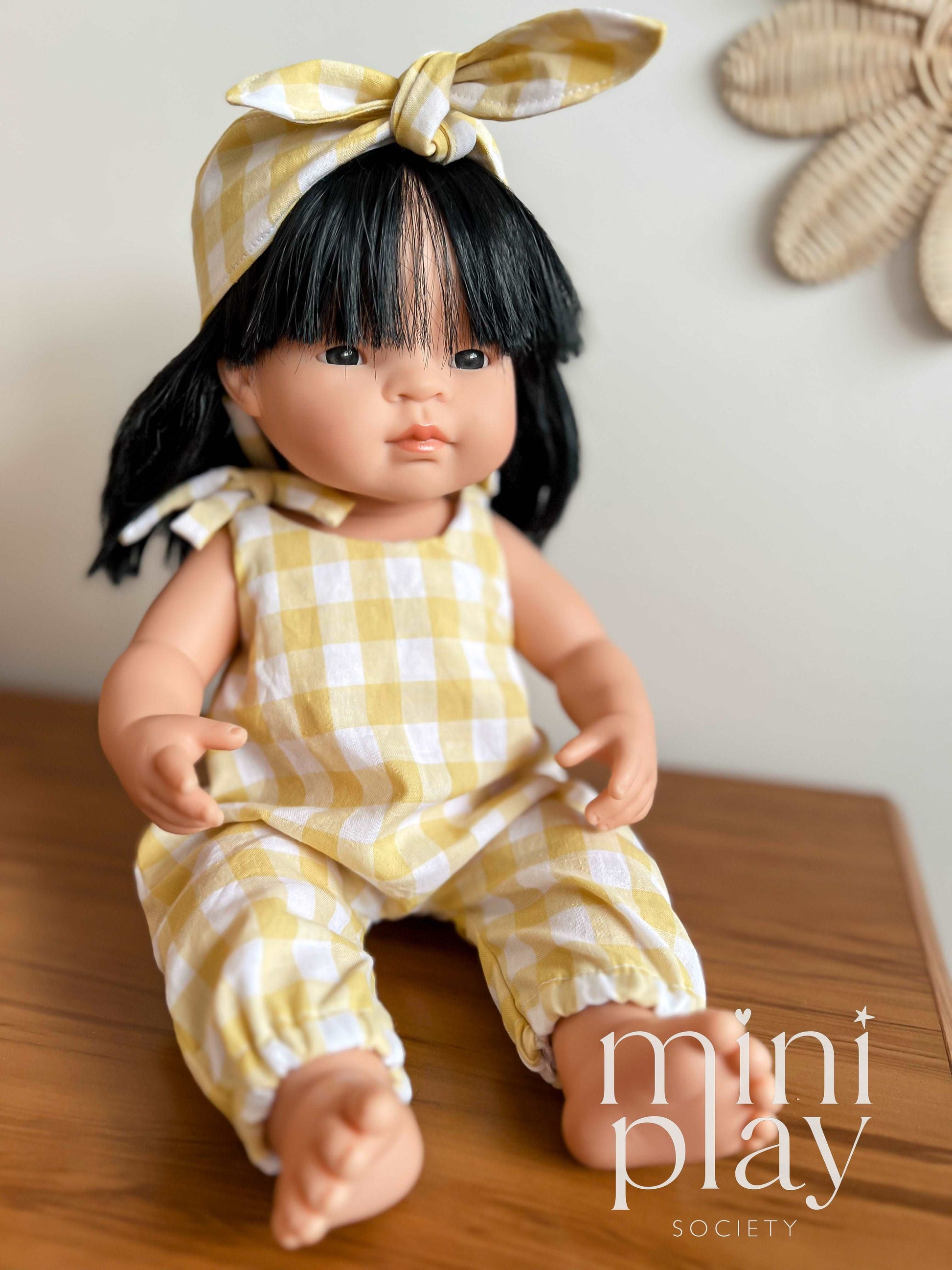 Gingham Cotton Doll Tie Headband