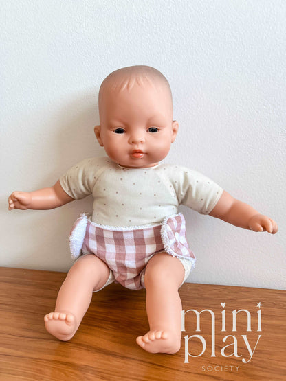 Doll Nappy in Pink Gingham