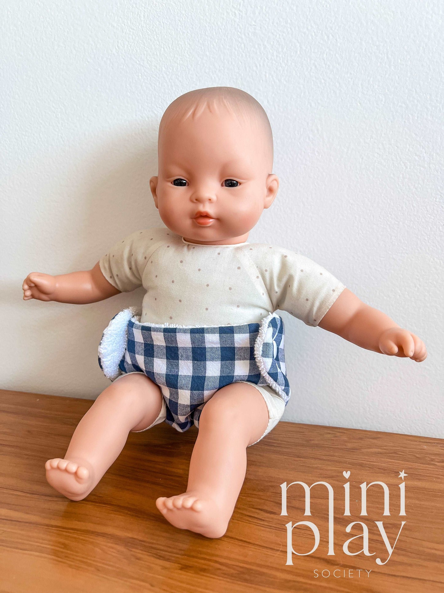 Doll Nappy in Blue Gingham