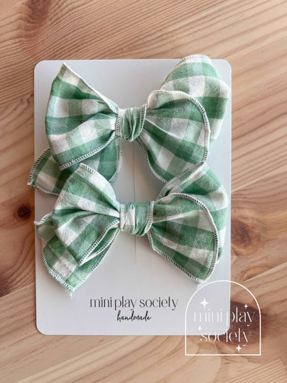 Doll & Me Clip Set - Green Gingham