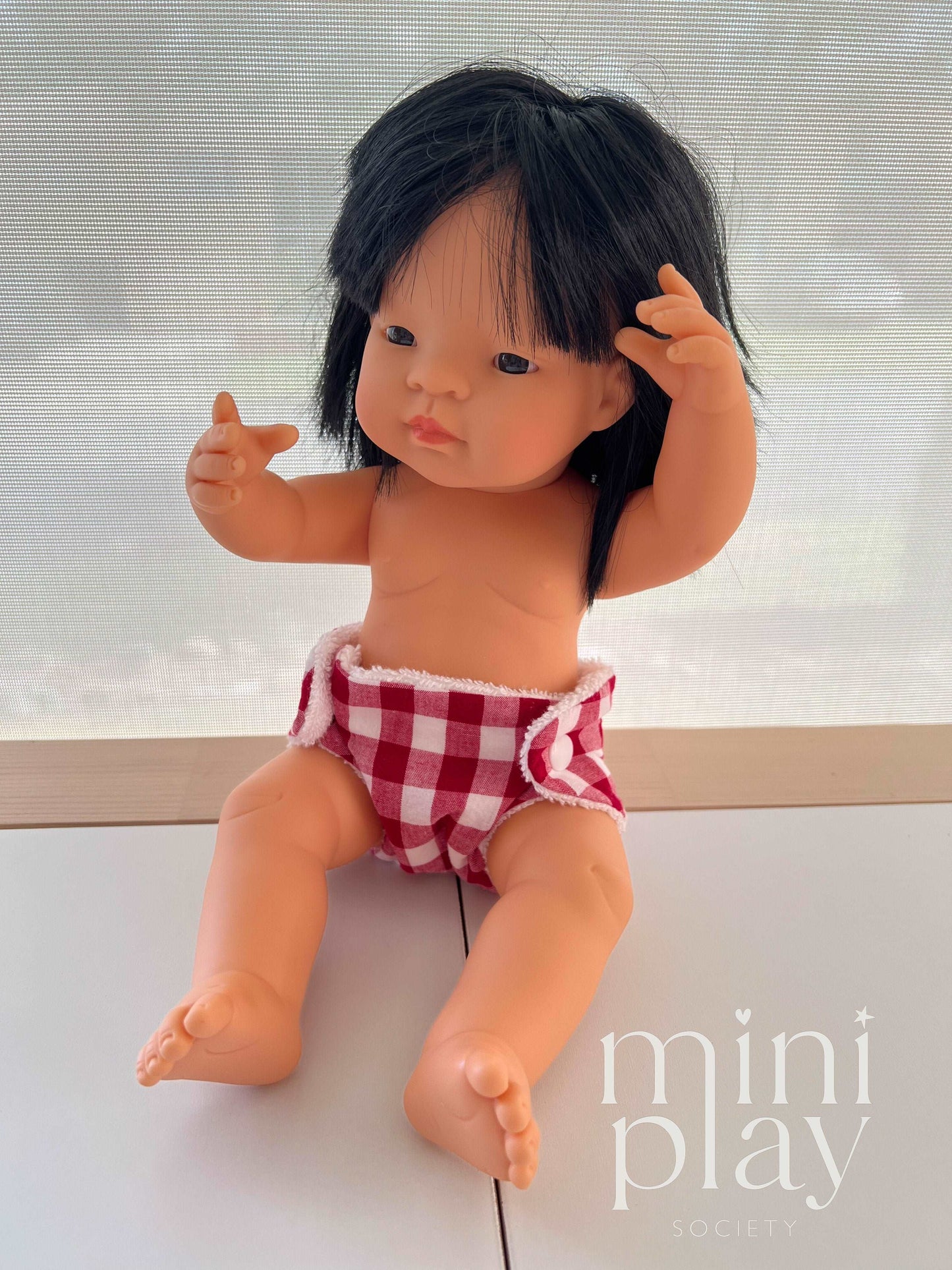 Doll Nappy in Red Gingham