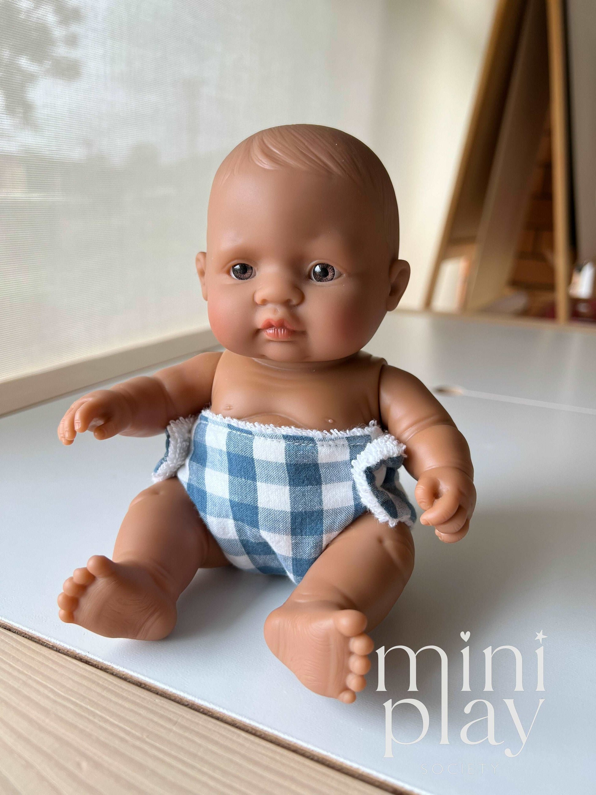 Doll Nappy in Blue Gingham