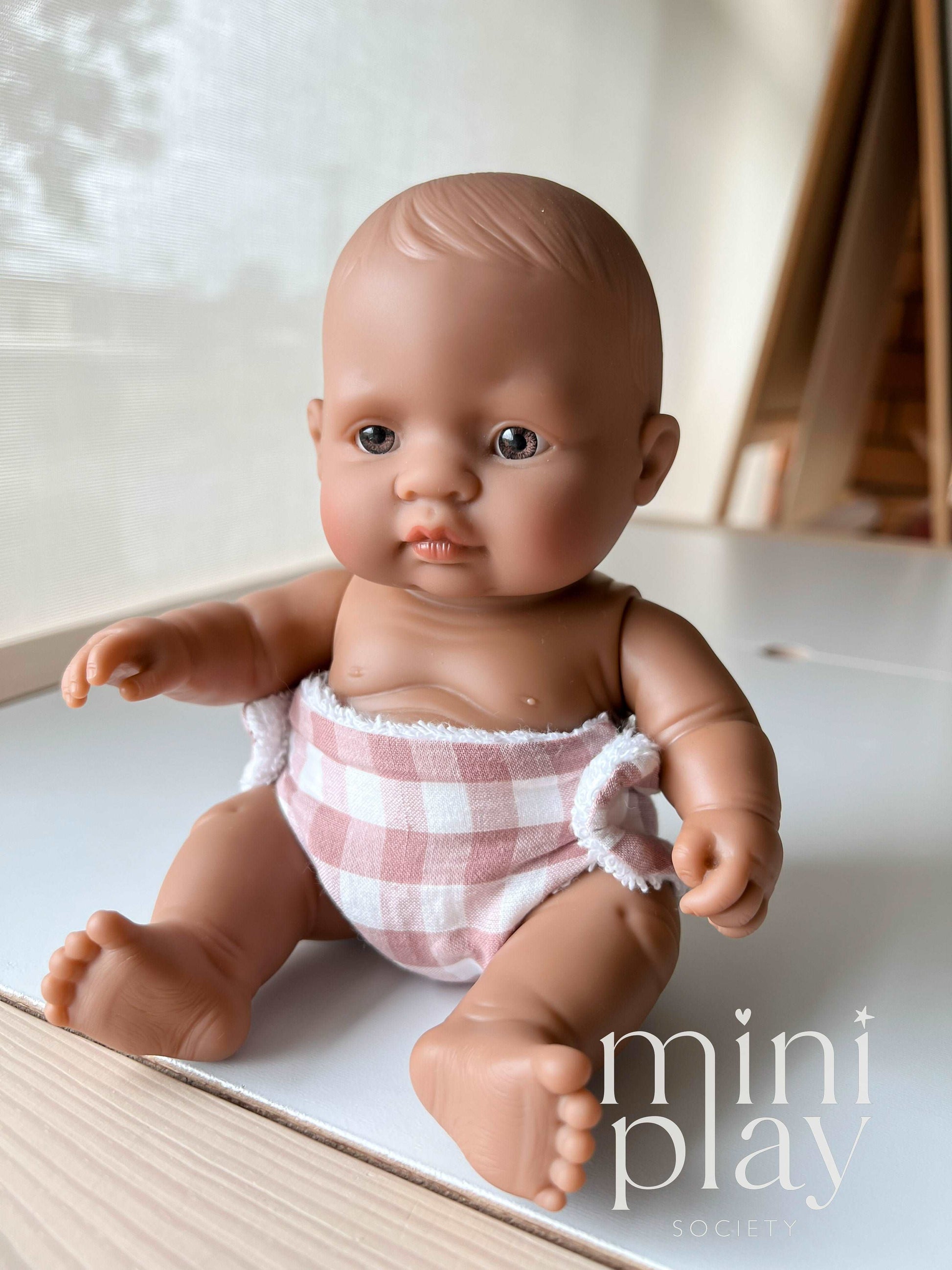 Doll Nappy in Pink Gingham