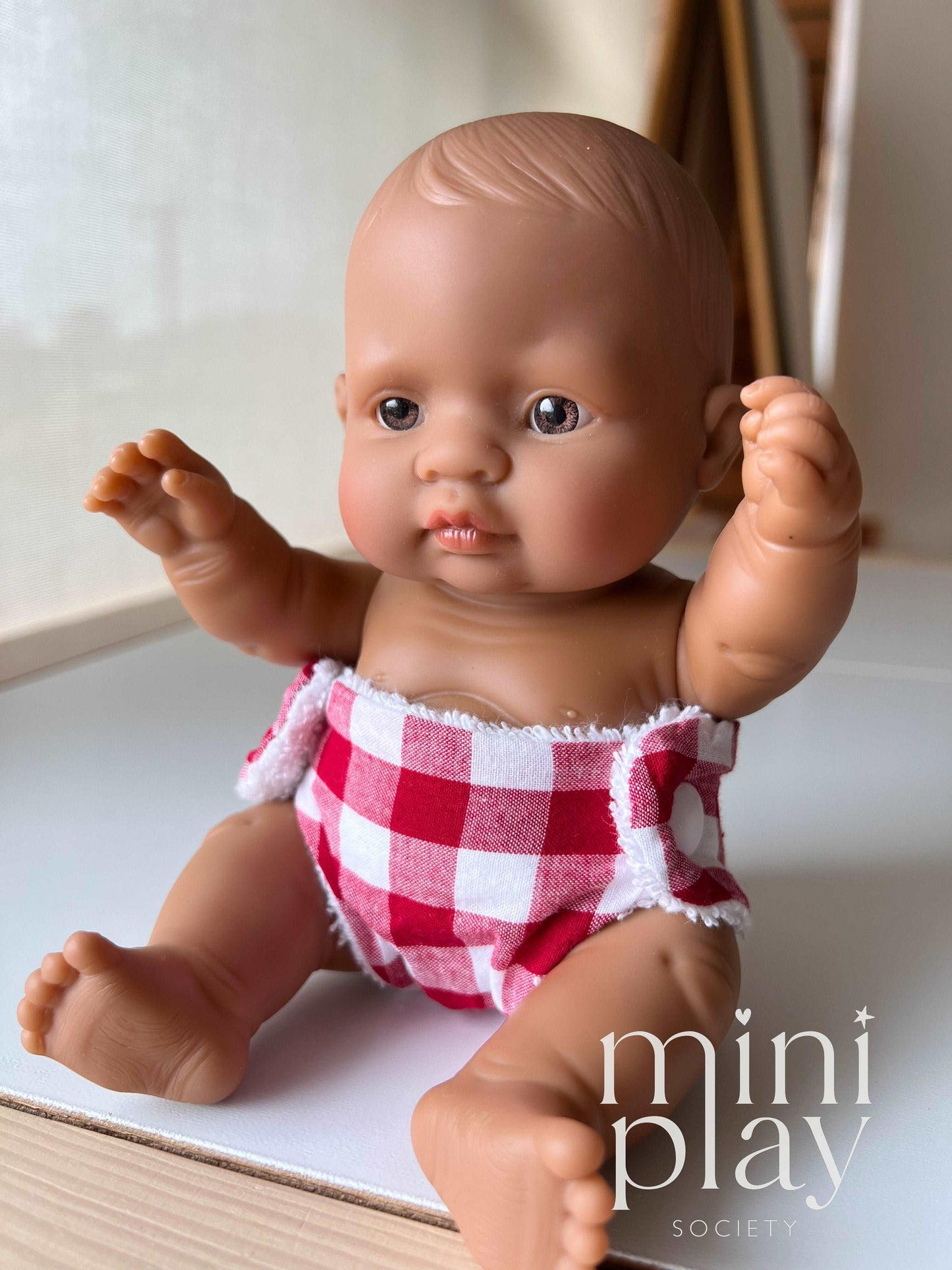 Doll Nappy in Red Gingham