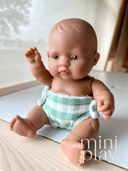 Doll Nappy in Green Gingham