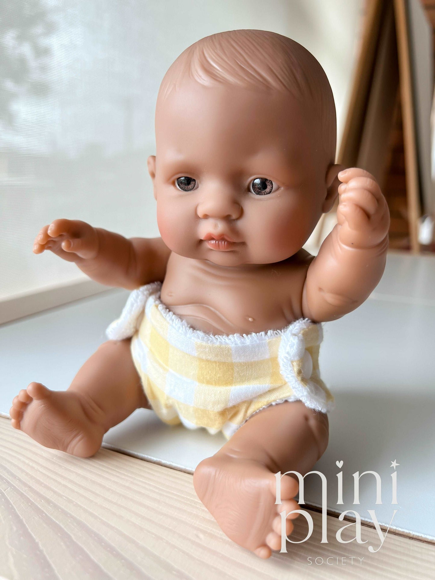 Doll Nappy in Lemon Yellow Gingham