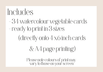 Printable Vegetable Flash Card Set